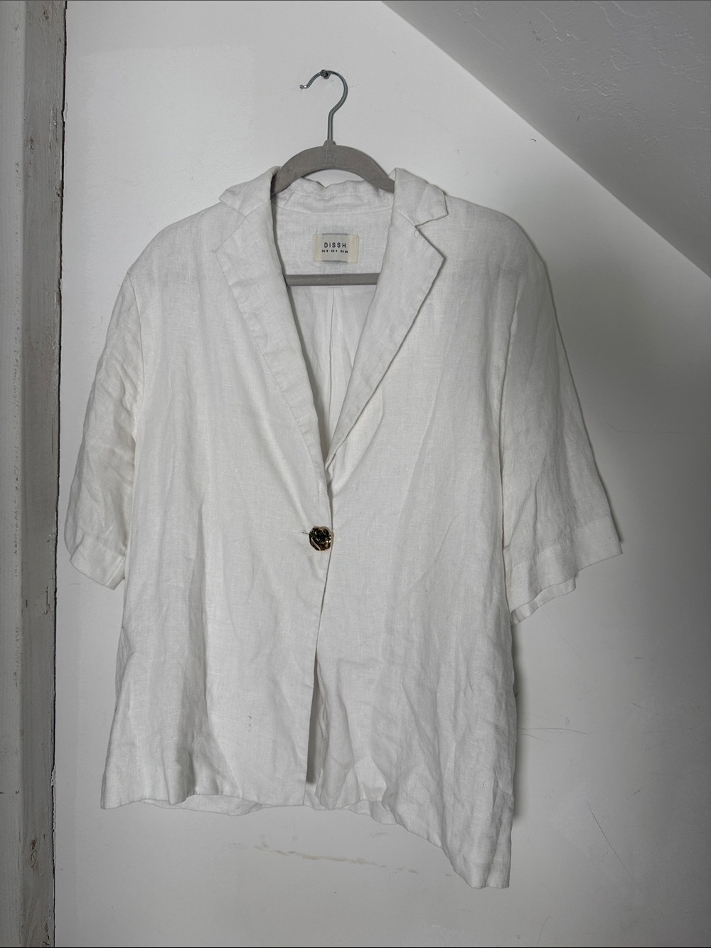 DISSH White Linen Short-Sleeve Blazer